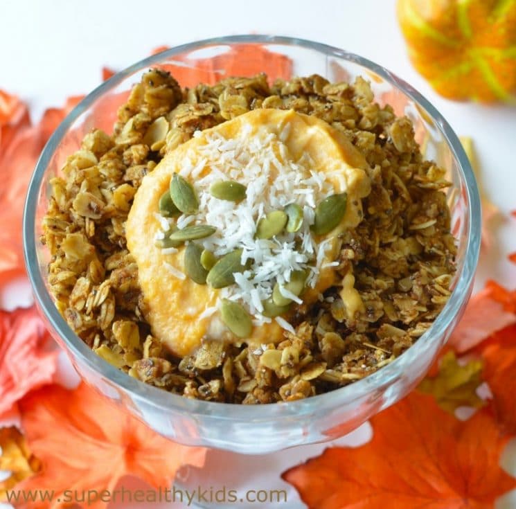 5 Minute Pumpkin Chia Coconut Granola Recipe. Homemade Chia Granola - in 5 minutes!